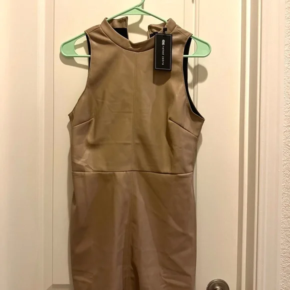 Naked Zebra Tan Vegan Leather Dress - Picture 4 of 4